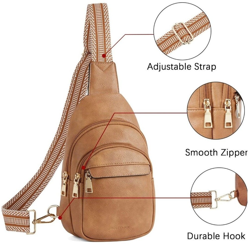 BOSTANTEN Small Sling Bag for Women Leather Crossbody Bags Fanny Pack Chest Bag - Picture 6 of 10